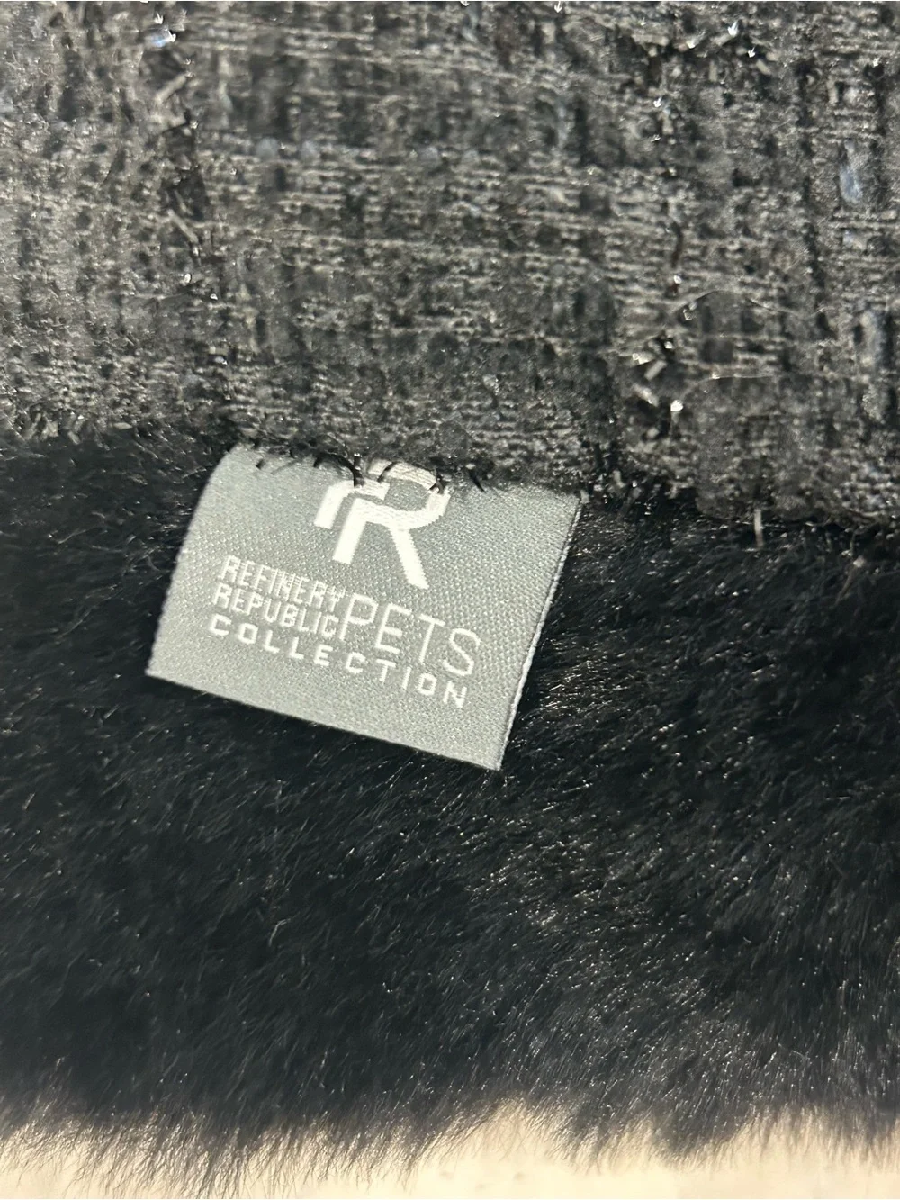 Luxury Black Tweed Small Pet Coat with Faux Fur Trim